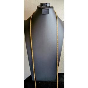 Vintage 1960s 52" Woven Gold Tone Rope Chain Necklace